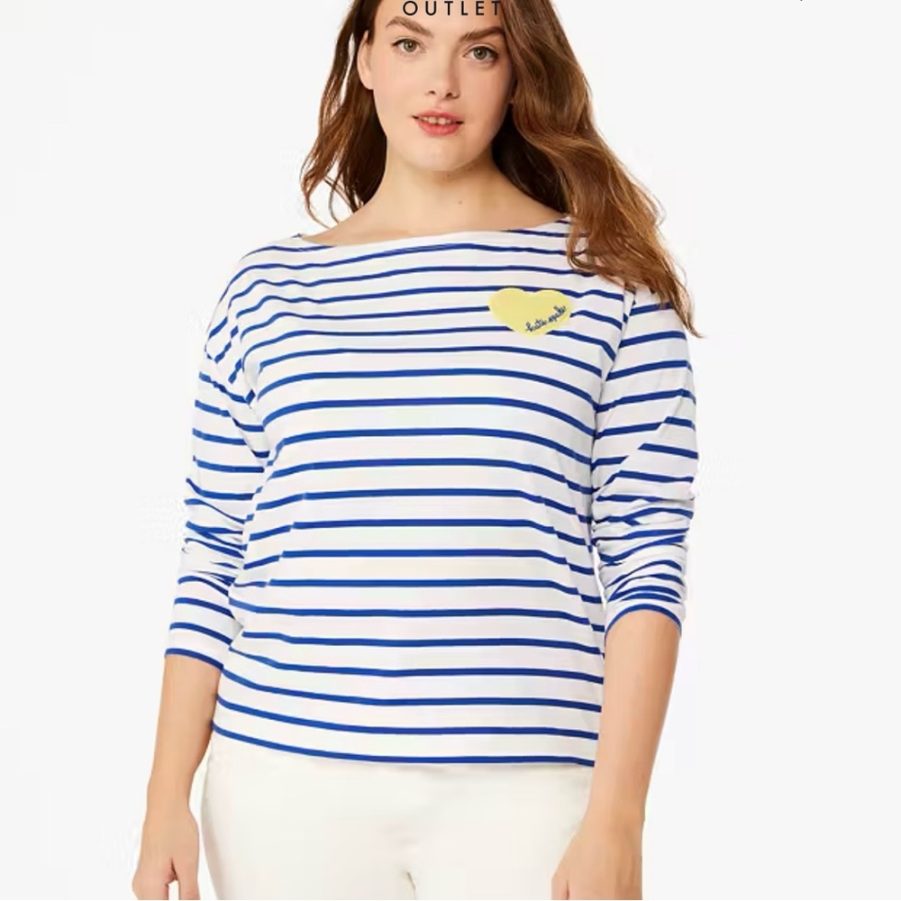 kate spade ♠️- Harbor Stripe Long Sleeve T Shirt, in “Fresh White”, Size Medium - Picture 3 of 3